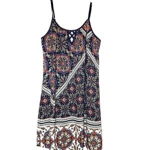 Sequin Hearts Lined Spag Strap Shift Mini Dress M